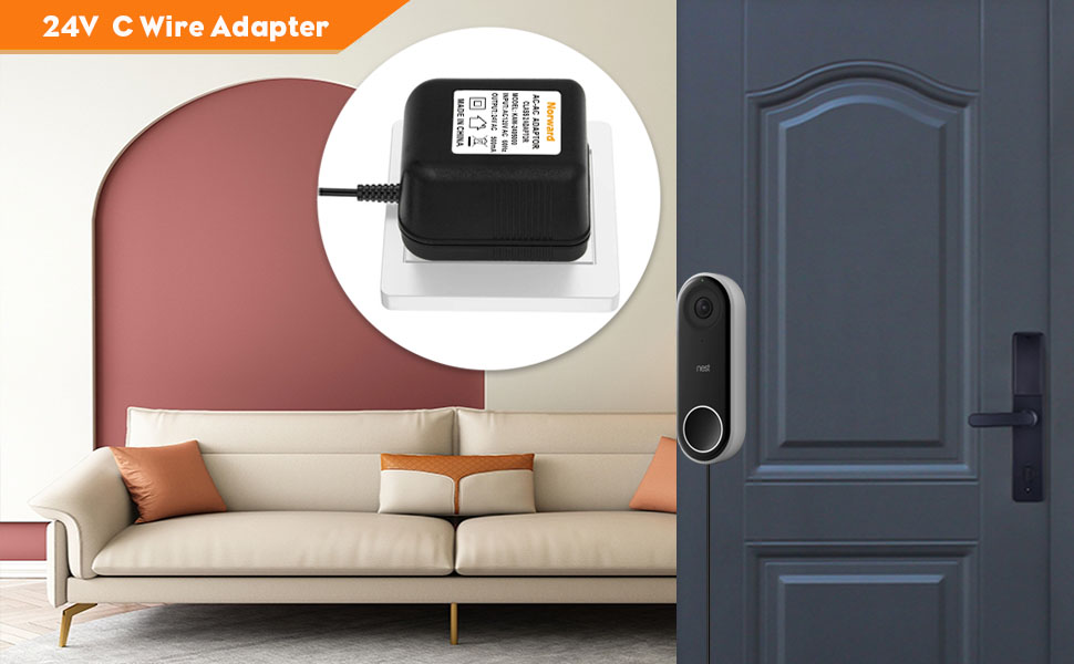 Doorbell Transformer, 24V 500mA Adapter for Ring Video Doorbell, 16.7ft