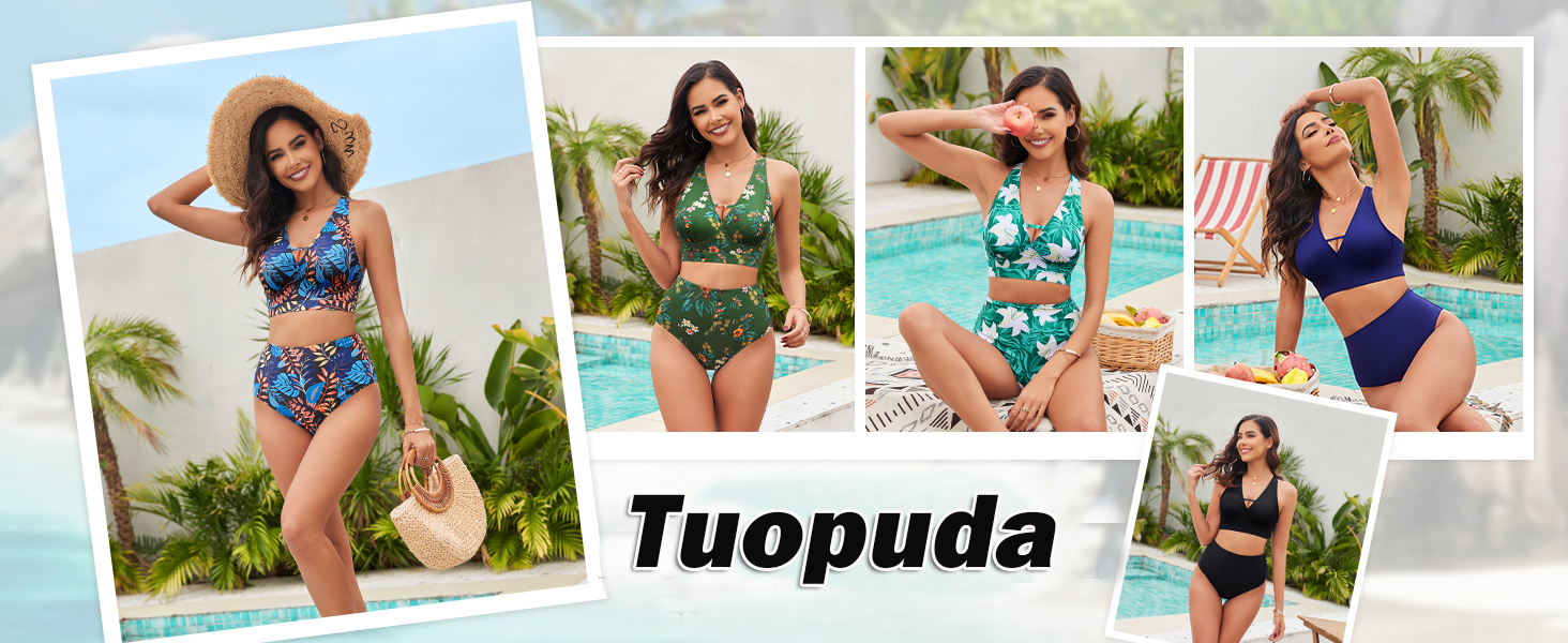 Costume da Bagno Donna 2 Pezzi Push Up Costumi da Mare Due Pezzi Vita Alta ikini Set Estate