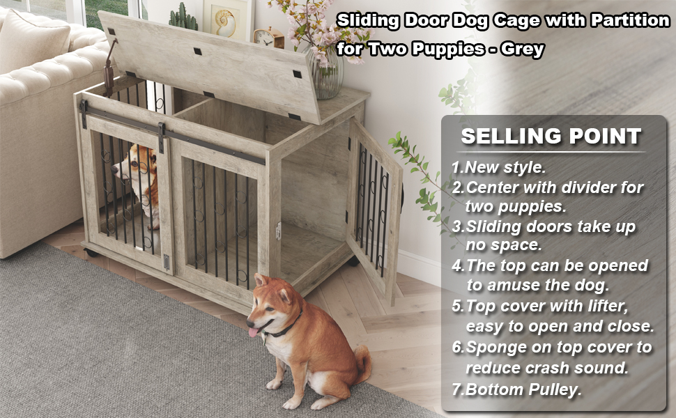 Heavy Duty Dog Crates Cage Kennel, Sliding Door Dog Cage