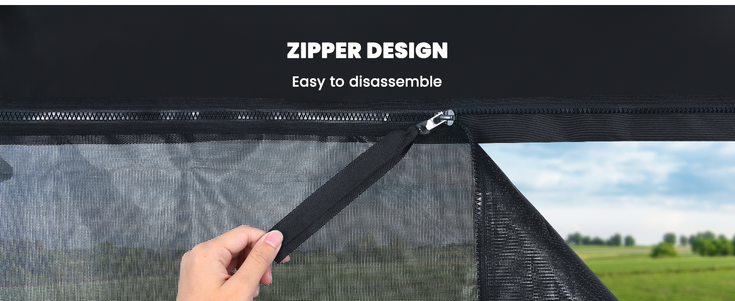 Fonzier RV Awning Sun Shade Screen with Zipper, 600D Top