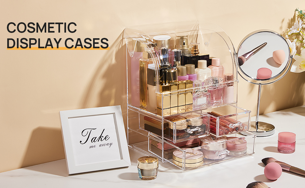 Vtopmart Clear Makeup Organizer, Cosmetic Display Case Dust Water Proof, Makeup Storage with