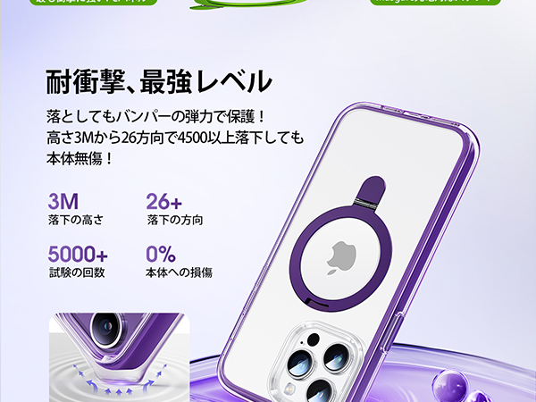 ⭐️CASEKOO iPhone14Pro 用ケース 隠しスタンド パープル Amazon.co.jp: 【8年間の技術結晶！4in1超万能モデル】CASEKOO