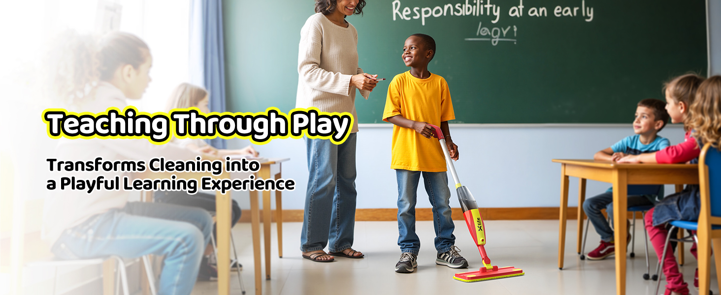 Watch as your child takes charge of their cleaning routine with the Xlife Toy Spray Mop!
