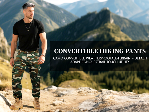 パンツ CONVERTIBLE CARGO PANT CAMO M GINGTTO Mens Hiking Pants Convertible Zip Off Lightweight