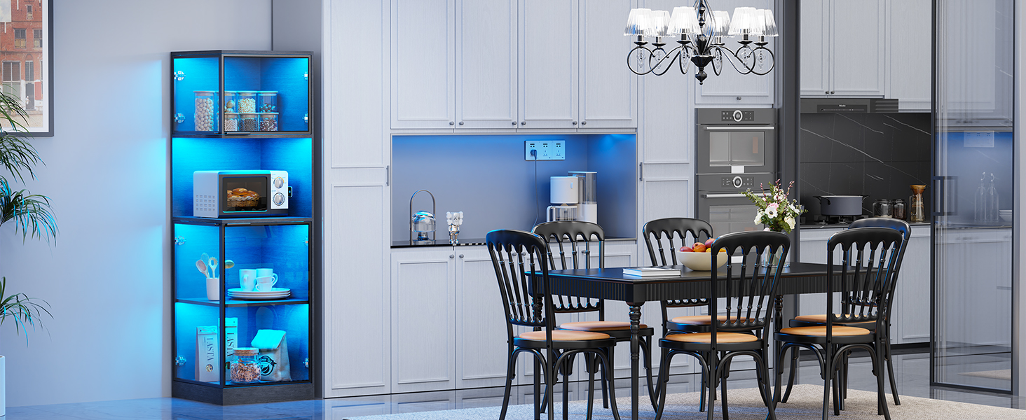 BROTTAR Corner Bar with LED Lights, 63" Modern Wine