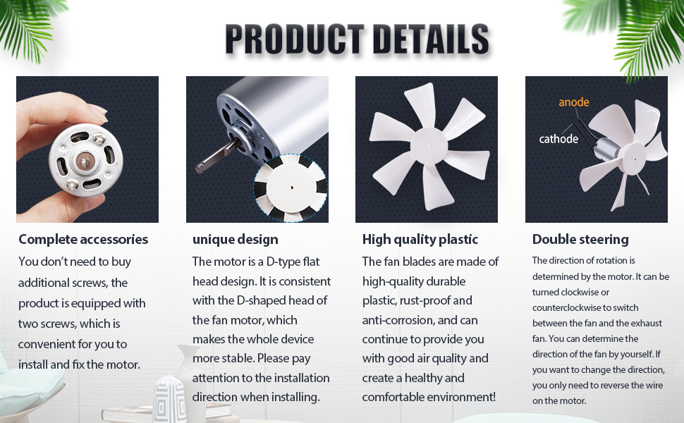 mankk 6" RV Vent Fan Blade Replacement 12V DShaft RV Vent Motor Fan