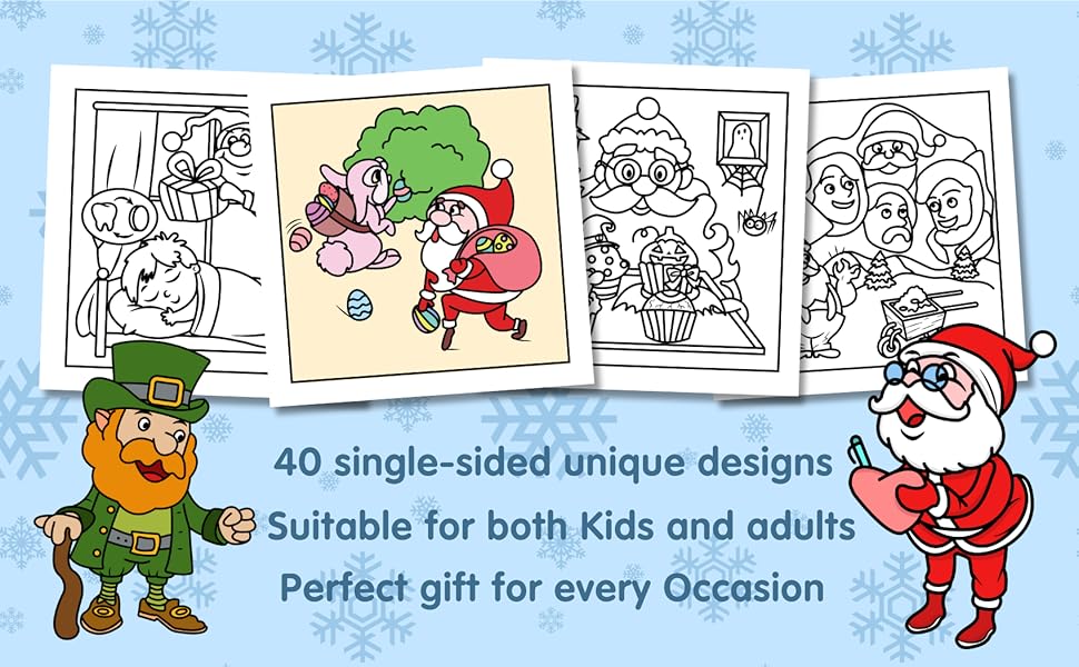 40 single-sided unique designs. Suitable for both kids and adults. Perfect gift for any occasion.