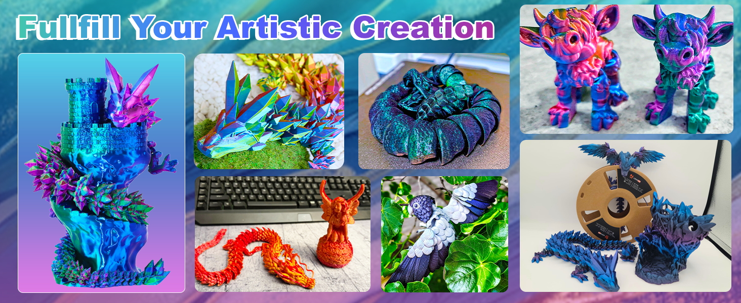 LOVOON 3D Printing Filament Bundle 2 KG, Tricolor PLA