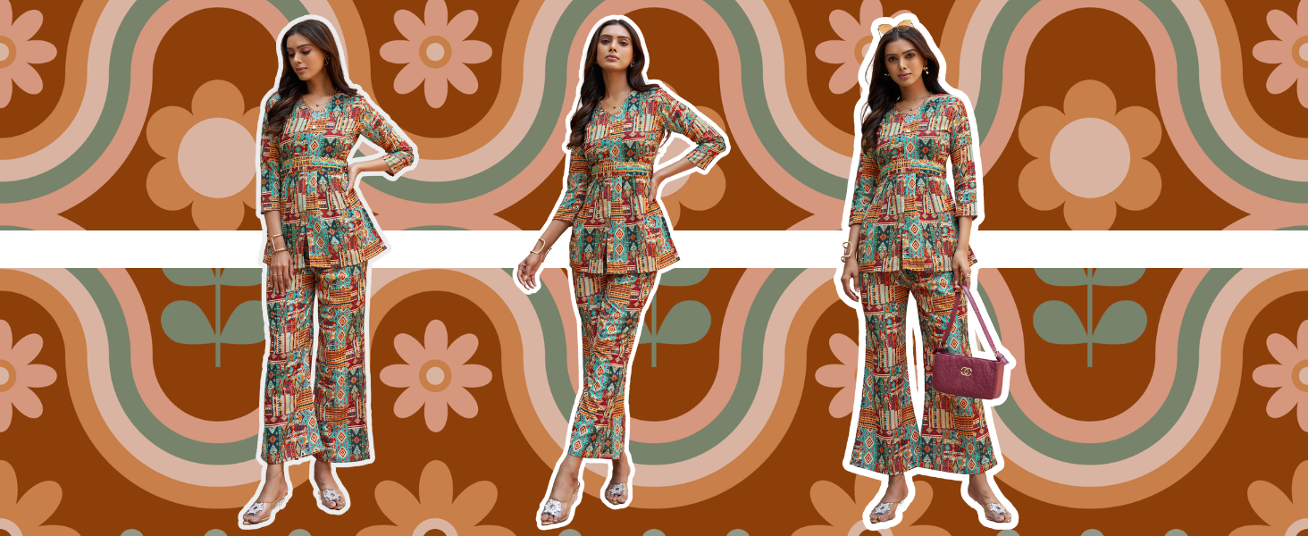 Poly Cotton Printed Trendy Co-ords Set