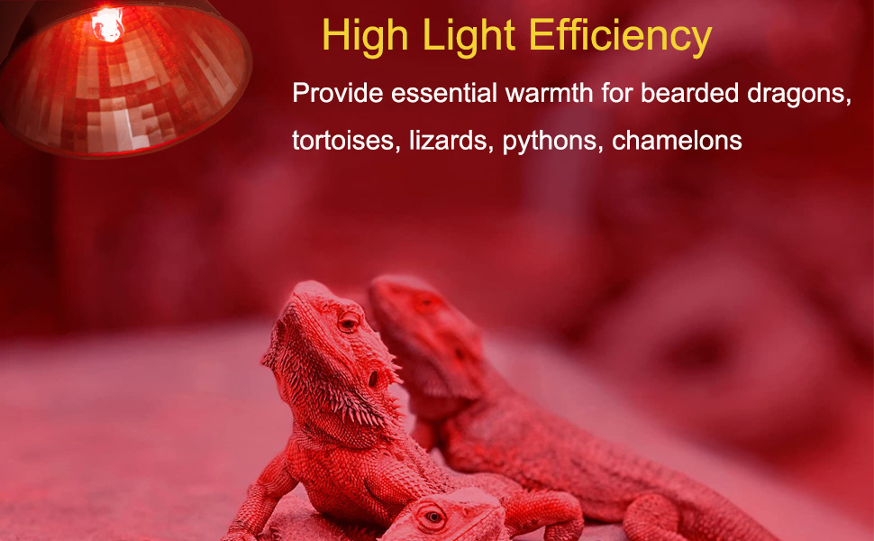 Vinaco G9 Heat Lamp Bulbs for Reptile, Dimmable Night Red UVA UVB