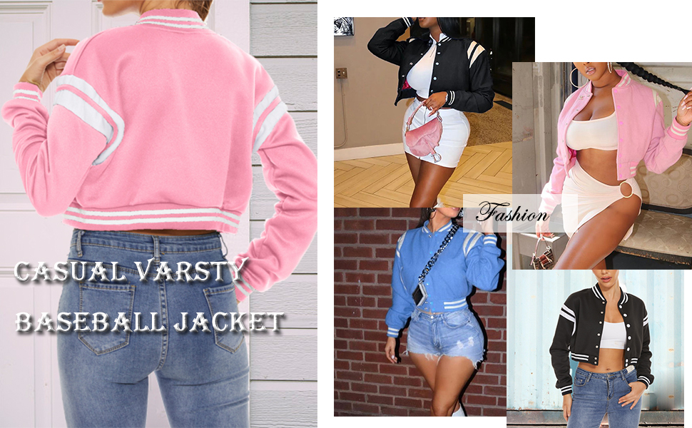 Amazon.com: ACEFAST INC Womens Varsity Jacket Long Sleeve