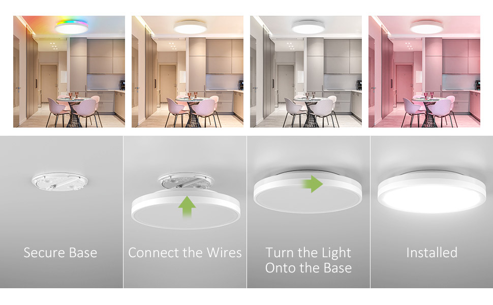 NOVOSTELLA LED Ceiling Light 32W Dimmable, Smart WiFi App or Voice