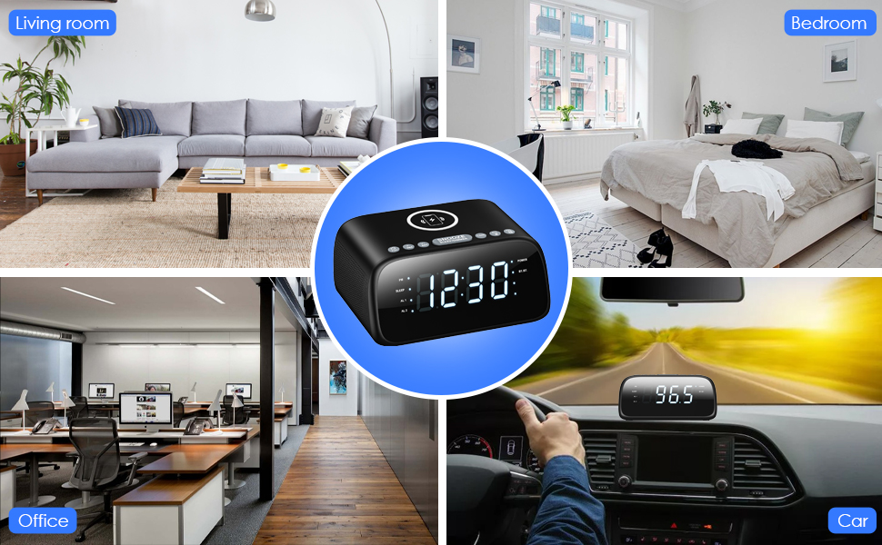 Gueray Bedside Clock Radios with Alarm Digital Alarm Clock with 10W