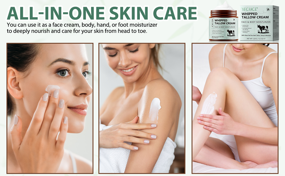 Beef Tallow for Skin, Whipped Tallow and Honey Balm for Face