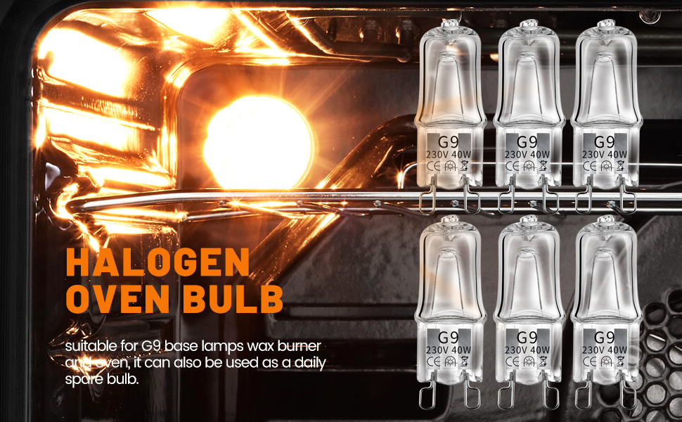 FOXNSK 6 Pack G9 Oven Bulb 25W 230V 300℃ Heat Tolerant Halogen Dimmable