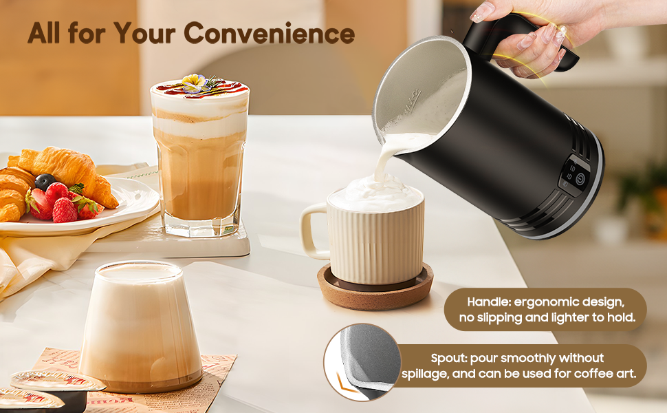 ONEWAY Milk Frother Electric with Touch Panel,430ml Automatic Milk