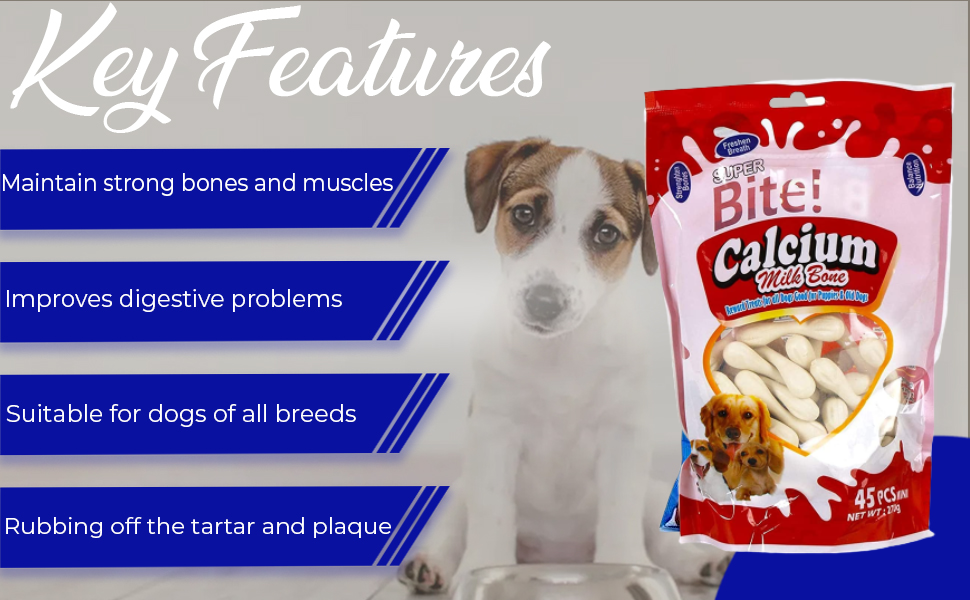 Buy PSK PET MART Super Bite Calcium Milk Bone 45 Pieces, 270g Online at Low Prices in India