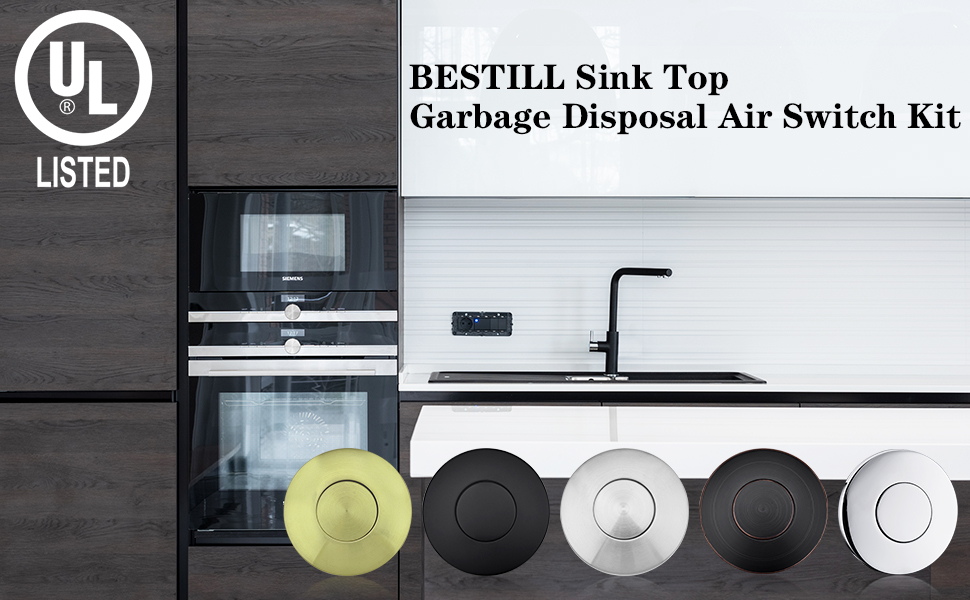 BESTILL Garbage Disposal Air Switch Kit, Brushed Nickel Stainless Steel