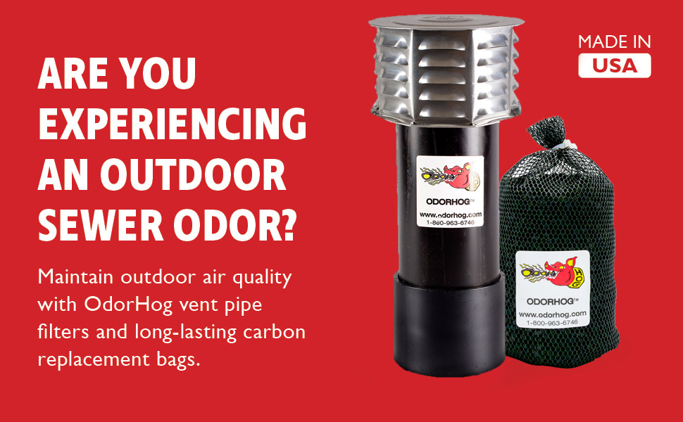 OdorHog Metal Cap Slip On Vent Stack Pipe Filter 3" Black