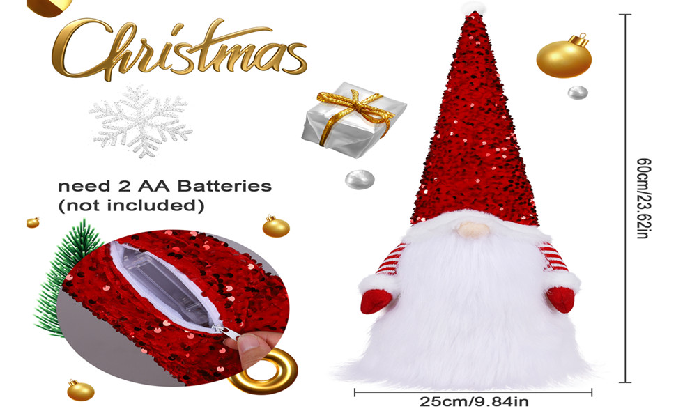 Gonk Tree Topper with Lights 24 x 10 Inches Lighted Christmas Tree