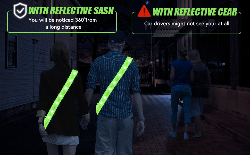 Coikes Running Lights for Runners Reflective Sash for Running Walking