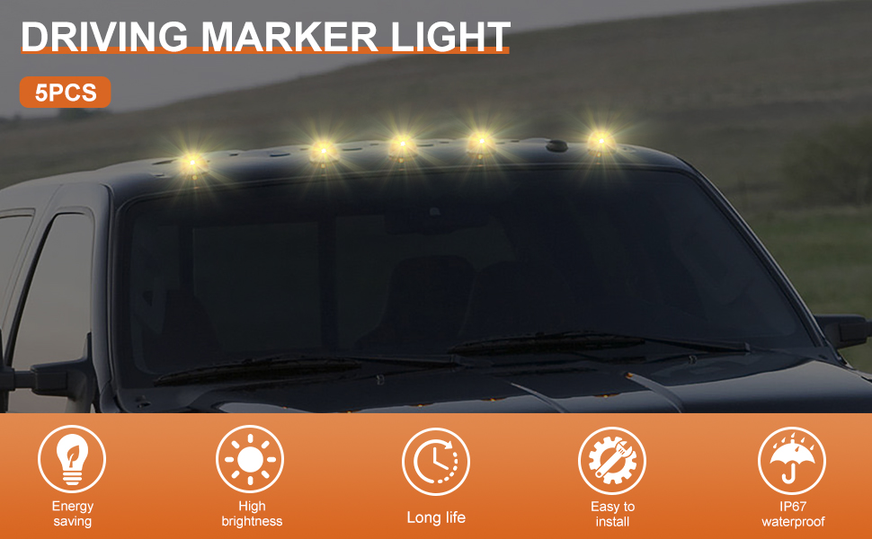 5PCS Cab Lights,Truck Cab Marker Roof Lights,LED Top