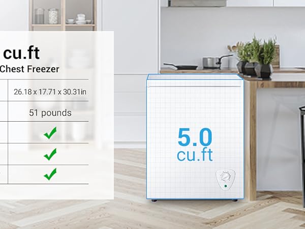 BD-1　COMFORT Amazon.com: Chest Freezer 5.0 cu.ft Deep Freezer White Low