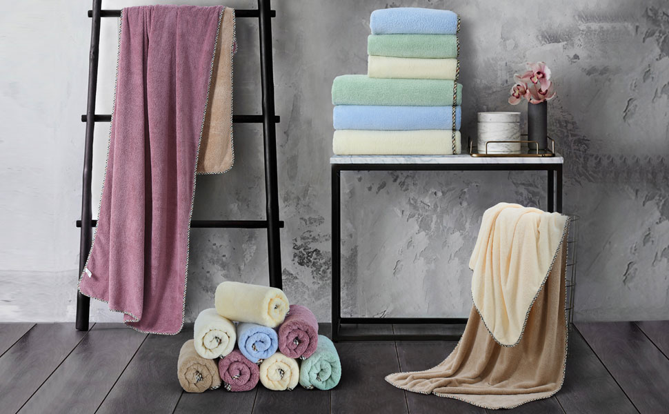 SPREAD SPAIN Microfiber Towels for Bath Coral Large Bath Towel