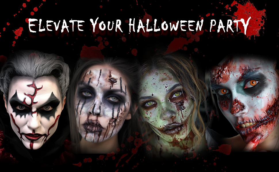 BOBISUKA Halloween Zombie Makeup Kit with 4 Colors Face