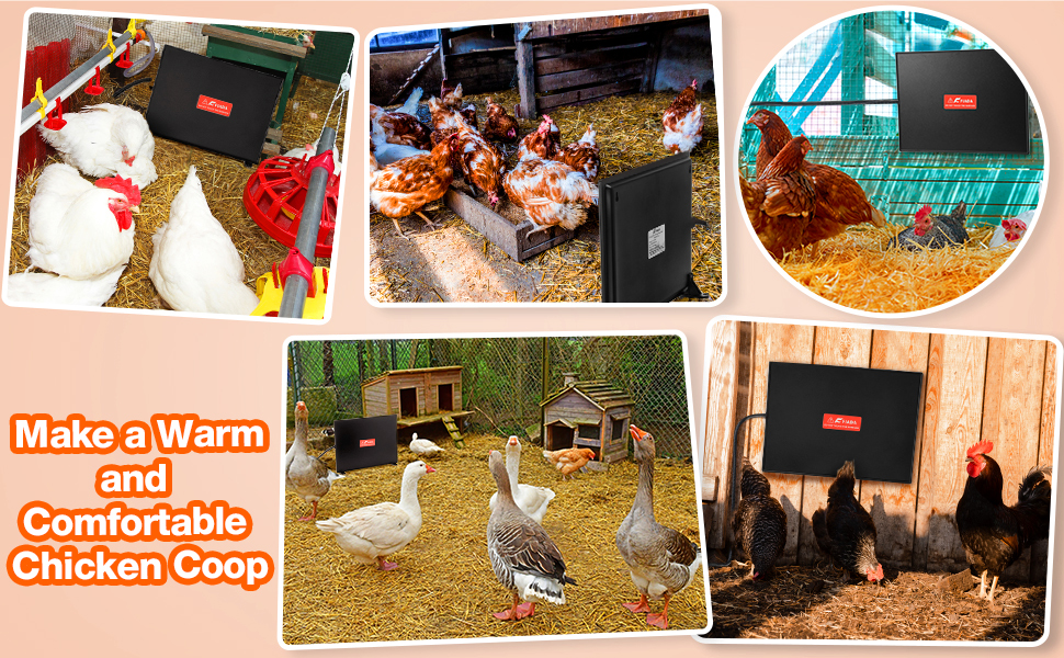Chicken Coop Heaters, 100/200W Adjustable Wattage Large Radiant Flat