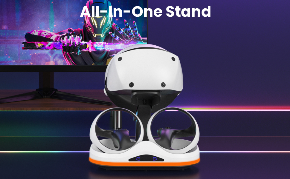 قاعدة شحن لجهاز بلاي ستيشن VR2 مع ضوء RGB