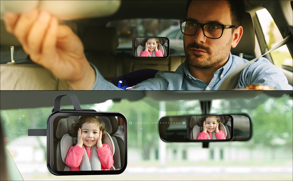 Wismika Baby Car Mirror Rearfacing, 360° Car Seat Mirror Rear Facing