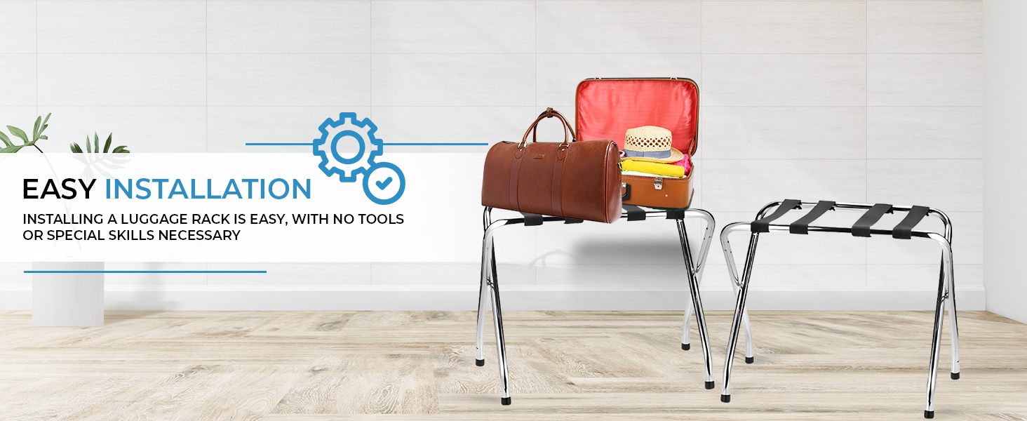 USTECH Luggage Rack XShape Single Tier Foldable Sturdy