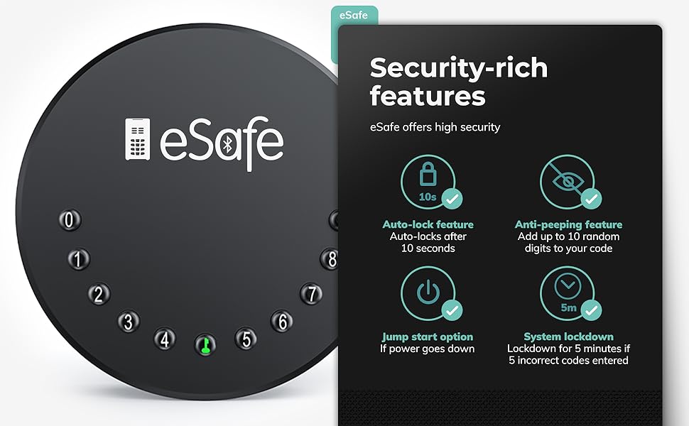 eSafe Wall Mounted Electronic Key Safe Smart Outdoor Key Lock Box Wireless or Manual