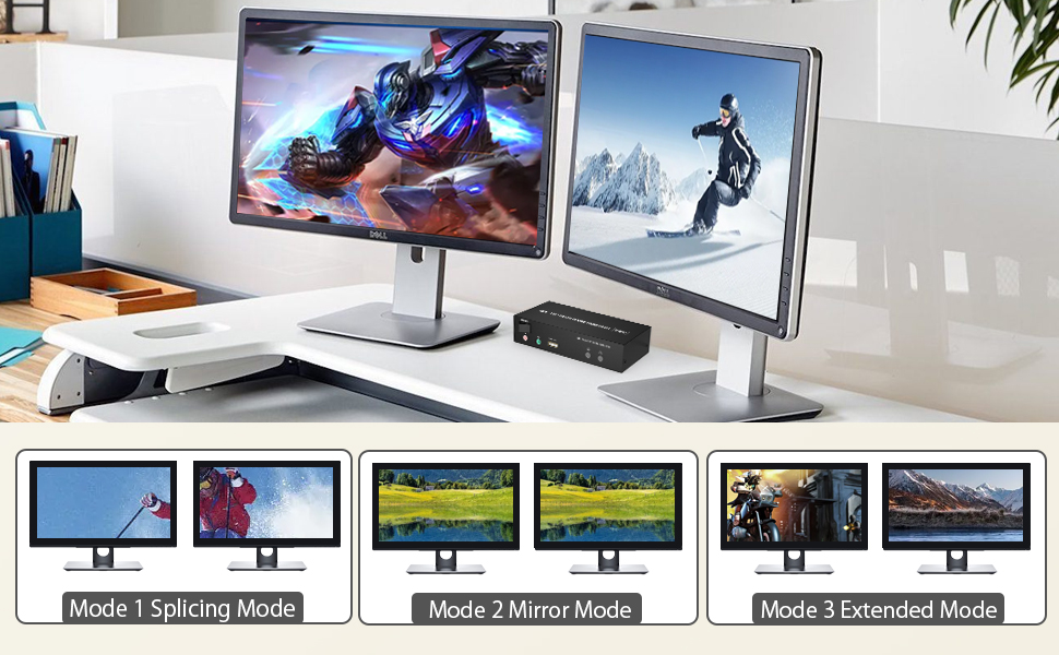 DisplayPort KVM Switch Dual Monitor 4K@60Hz Extended Display, 2 ...