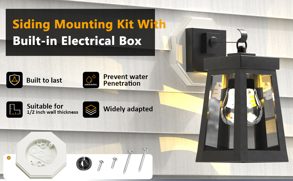Siding Mounting Block, Octagon Siding Mounting Kit with Builtin Electrical Box, 8141 Vertical