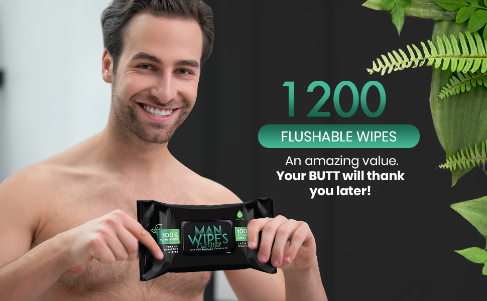 Pursonic Man Wipes Flushable Wipes12Pack,1200 WipesMint