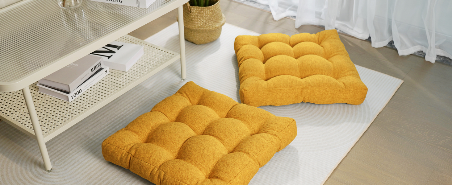 yellow floor cushion