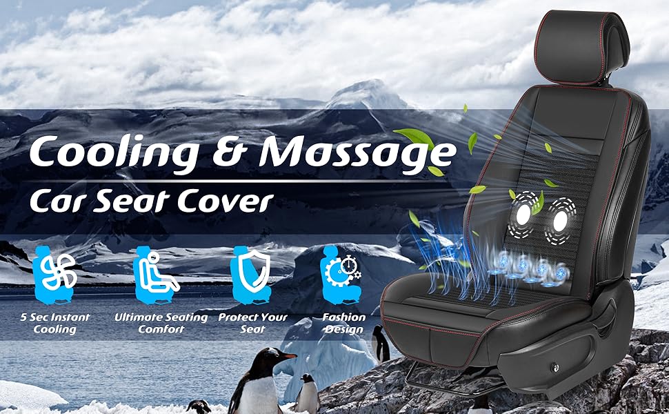 Paffenery 1Pcs Cooling Car Seat Cover Front Seat, 12V24V