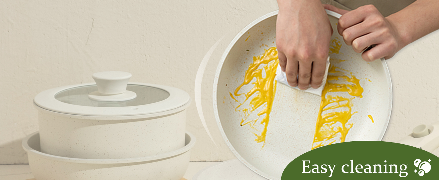 CAROTE Non Stick Pots and Pans Set, Detachable Handle Induction Hob