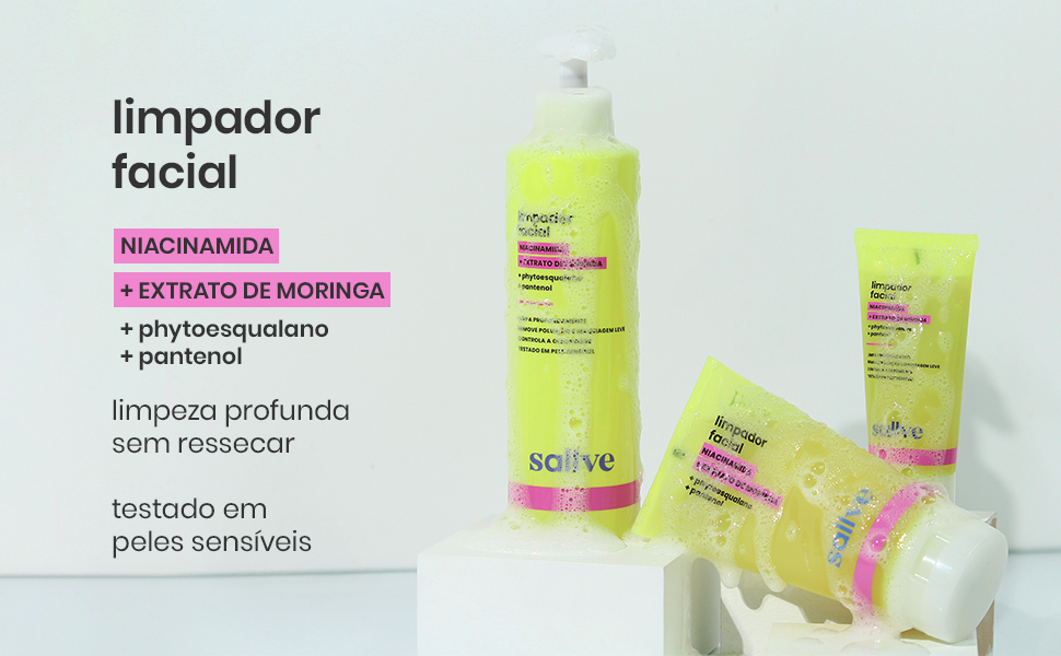 limpador facial, sabonete facial, espuma de limpeza