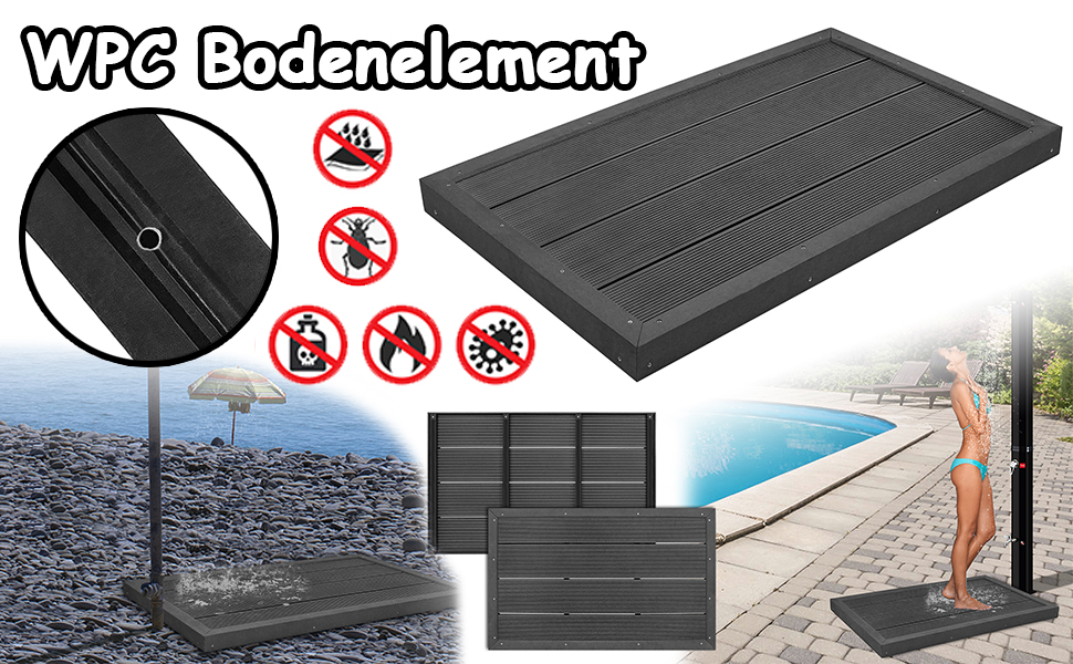 TRMLBE WPC Bodenelement für Gartendusche Aussendusche Bodenplatte Anti ...