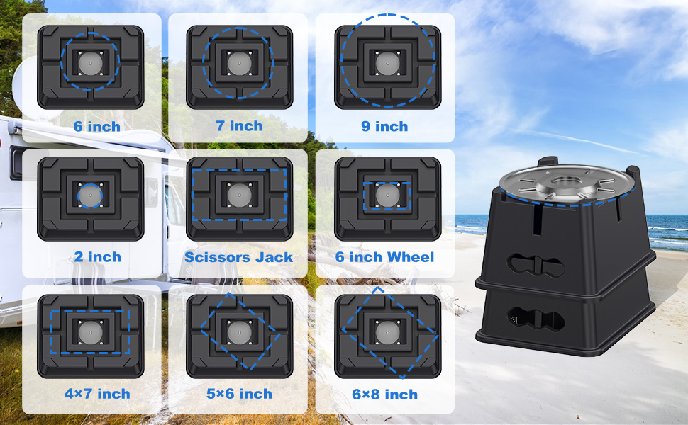 RV Trailer Jack Block, RV Leveling Tongue Jack Blocks Trailer Jack Block for Travel