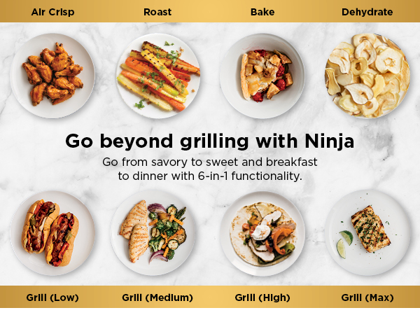 Go beyond grilling with Ninja Go from savory to sweet and breakfast dinner with 6in1 functionality