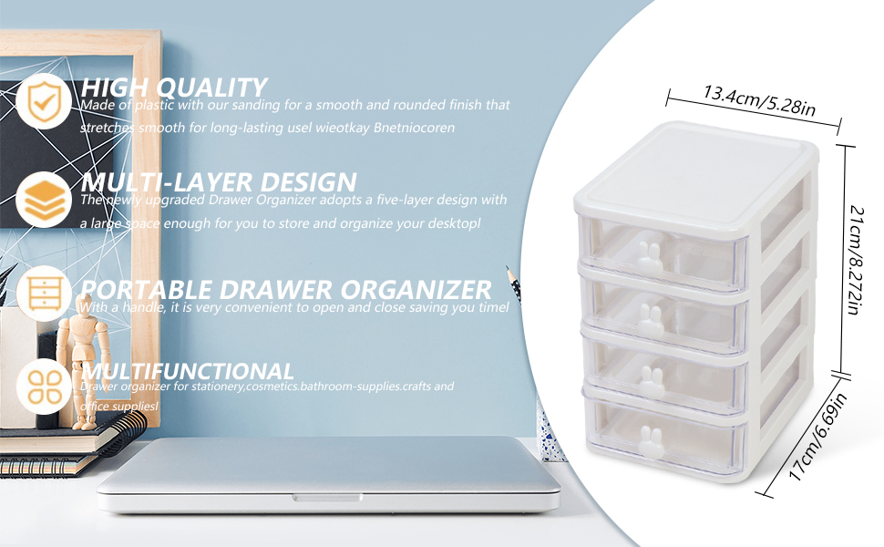 Drawers Desktop Storage Unit with Drawers Stationary Arts Drawer Tabletop Organiser with Cute