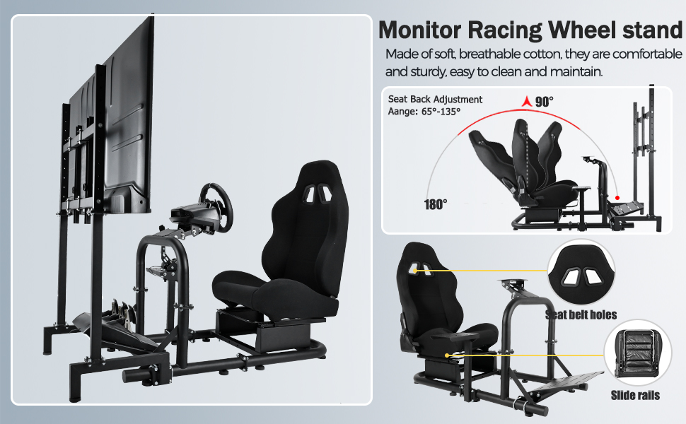 Marada Driving Simulator Cockpit with Monitor Stand