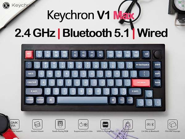 Keychron V1 Max Wireless Customizable 75% Mechanical Keyboard