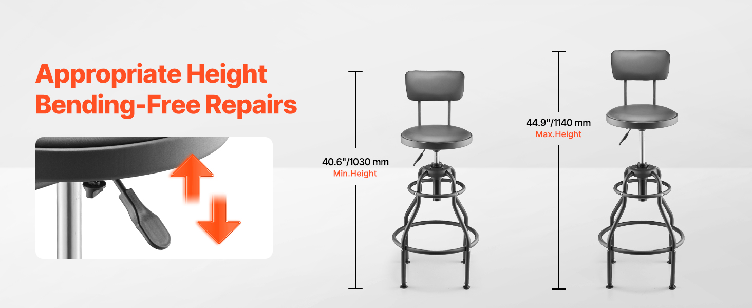 adjustable shop stool with backrest
