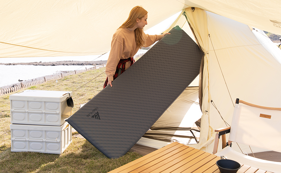 Hikenture Self Inflating Sleeping Pad, ExtraThick Camping Mattress Pad for 4 Seasons, Foam
