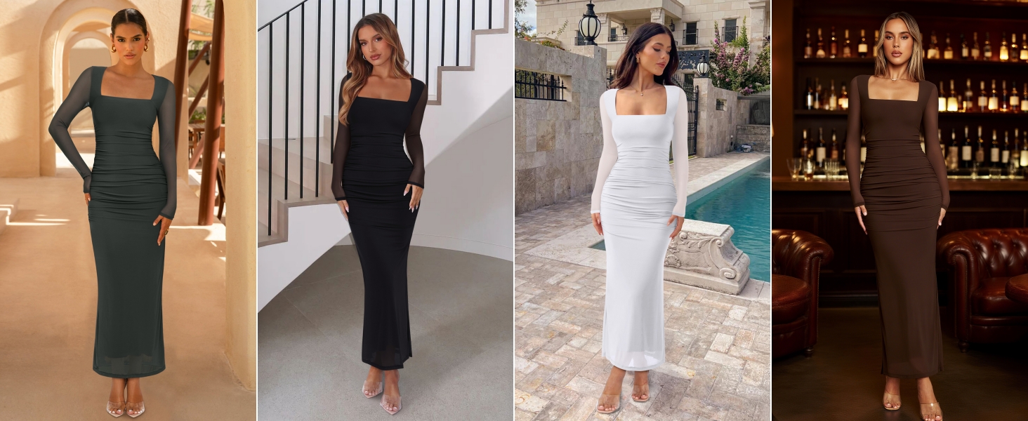 womens long sleeve maxi dress